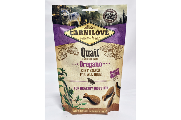 Carnilove Quail & Oregano Soft Dog Treats – Grain Free Healthy Digestion – 200g