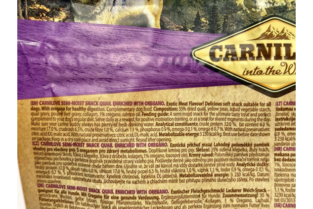 Carnilove Quail & Oregano Soft Dog Treats – Grain Free Healthy Digestion – 200g