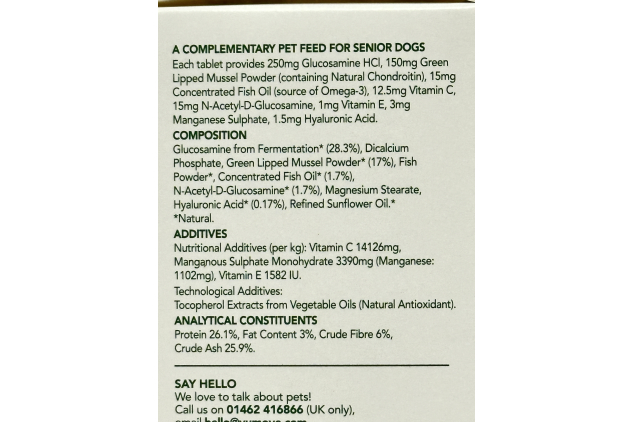 Senior Dog Joint Supplement – 120 Tablets | Glucosamine, Chondroitin & Green Lipped Mussel