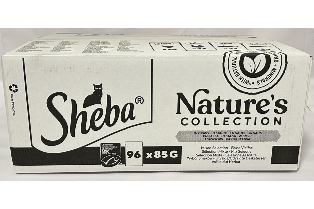 Sheba Nature’s Collection Wet Cat Food Pouches – Mixed Selection in Gravy – 96 x 85g