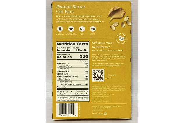 Deliciously Ella Peanut Butter Oat Bars – Gluten Free & Vegan – 16 x 50g