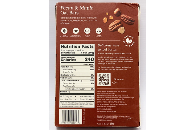 Deliciously Ella Pecan & Maple Oat Bars – Vegan, Gluten Free, Healthy Snack Bars – 12 x 50g