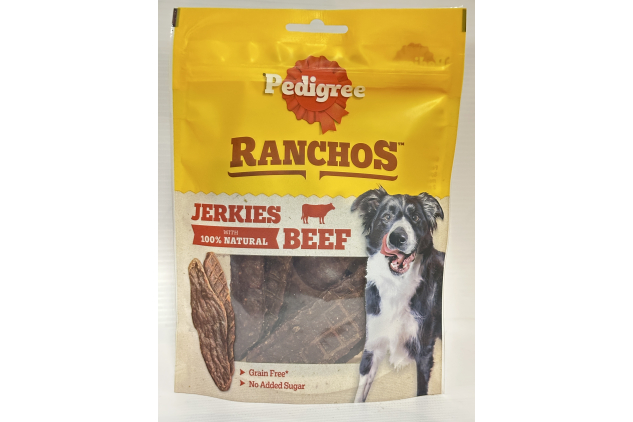 Pedigree Ranchos Jerkies Dog Treats with Beef – 7 × 70 g | 100% Natural Beef, Grain-Free & High Protein
