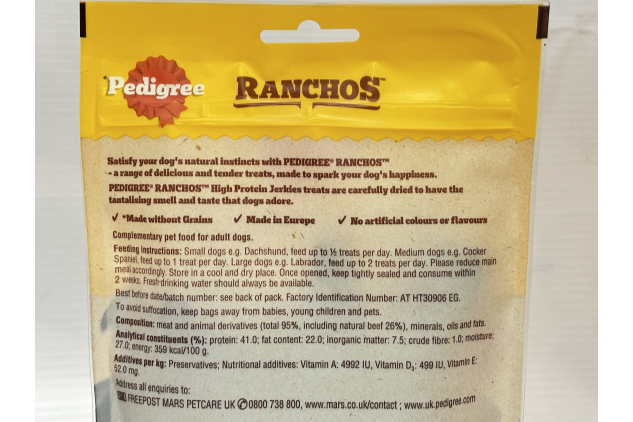 Pedigree Ranchos Jerkies Dog Treats with Beef – 7 × 70 g | 100% Natural Beef, Grain-Free & High Protein