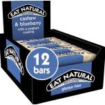 Eat Natural Cashew & Blueberry Bars with Yoghurt Coating – 12 x 40 g – Gluten Free Fruit & Nut Snack Bars