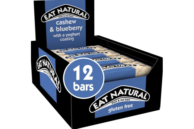 Eat Natural Cashew & Blueberry Bars with Yoghurt Coating – 12 x 40 g – Gluten Free Fruit & Nut Snack Bars