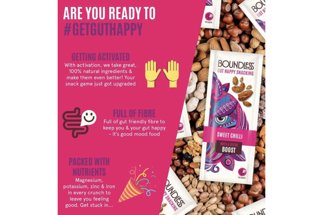 Boundless Sweet Chilli Activated Nuts & Seeds Mix 16 x 25g | Gut Healthy Vegan Protein Snack