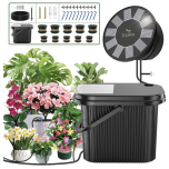 Solar Irrigation System Kit with 9 Timing Modes – Automatic Drip Watering with Bucket & Pots for Garden, Balcony & Greenhouse