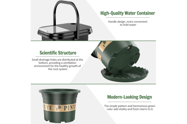 Solar Irrigation System Kit with 9 Timing Modes – Automatic Drip Watering with Bucket & Pots for Garden, Balcony & Greenhouse