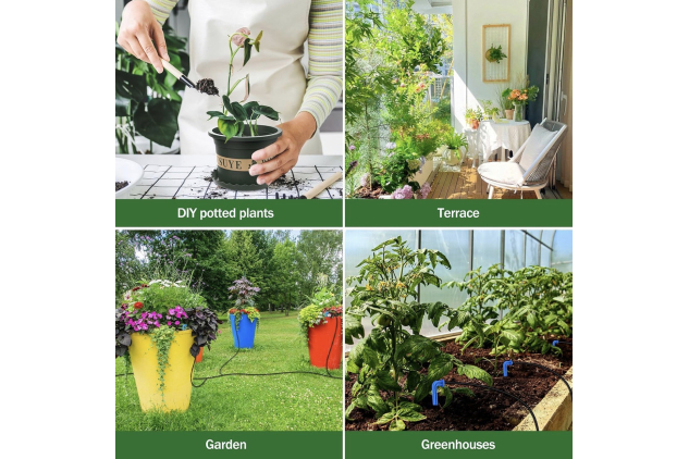 Solar Irrigation System Kit with 9 Timing Modes – Automatic Drip Watering with Bucket & Pots for Garden, Balcony & Greenhouse