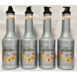 Monin Peach Fruit Mix Puree 4 x 1L – 50% Real Peach, Vegan, Natural Flavours, Cocktail & Smoothie Mix