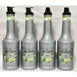 Monin Lime Fruit Mix Puree 4 x 1L – 51% Real Lime & Lemon, Vegan, Natural Flavours for Cocktails & Smoothies