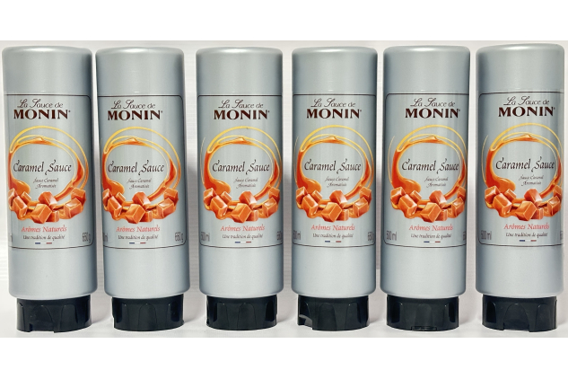 Monin Premium Caramel Sauce 6 x 500ml – Natural Flavour, Dessert & Beverage Topping, Vegetarian Bulk Pack