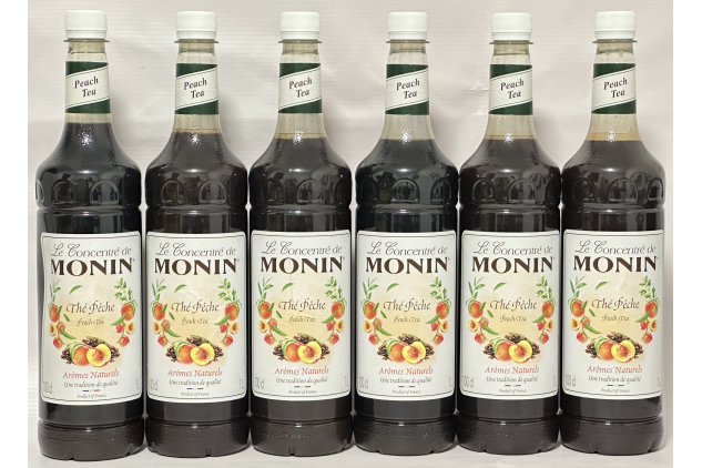 Monin Peach Tea Concentrate 6 x 1L – Stevia Sweetened, Vegan Iced & Hot Tea Syrup Bulk Catering Pack