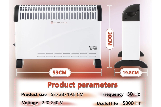 Convector Radiator Heater 2000W – Adjustable Thermostat, Wall & Floor Mount, White | SEE DESCRIPTION