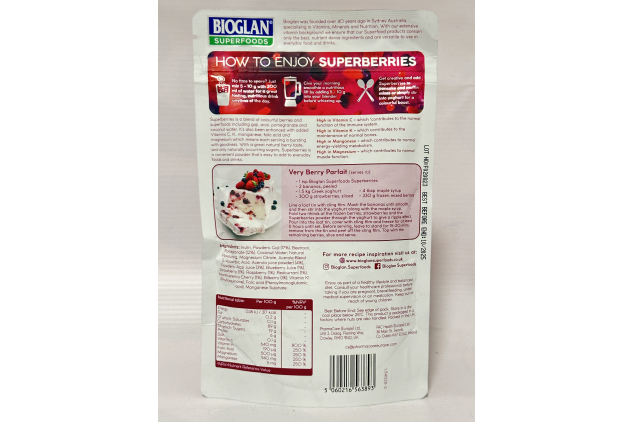 Bioglan Superfoods Superberries 70g – Natural Antioxidant Superfood Blend for Smoothies, Breakfasts & Baking | Vegan & High Fibre