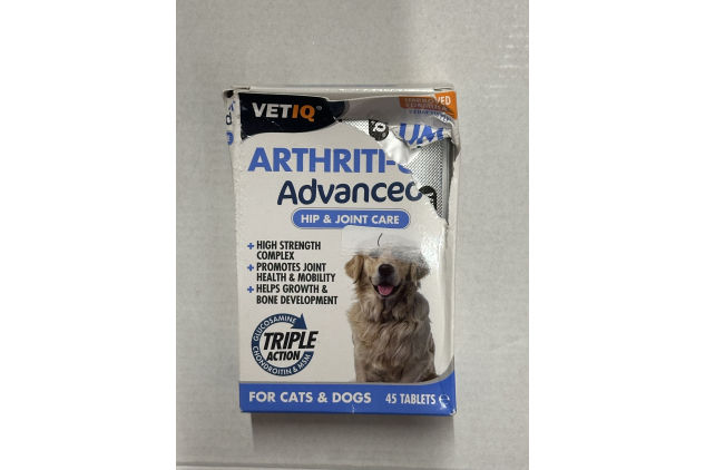 VETIQ Arthriti-Um Advanced Hip & Joint Care for Cats & Dogs, 45 Tablets | Glucosamine, Chondroitin & MSM Supplement for Mobility & Joint Support Imperfect Packaging