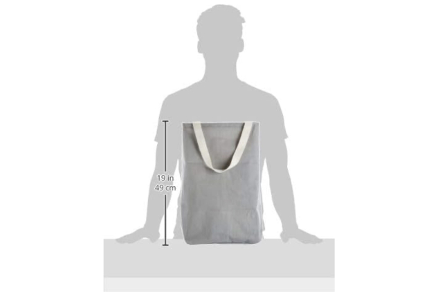 Fabric Storage Bin – Tall Foldable Laundry Basket, Canvas Cotton Blend, Charcoal Grey