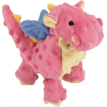goDog Small Dragon Plush Dog Toy – Chew Guard Technology, Tough & Durable, Coral