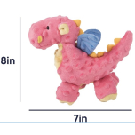 goDog Small Dragon Plush Dog Toy – Chew Guard Technology, Tough & Durable, Coral