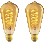 E27 Vintage LED Light Bulbs – Retro Amber Glass, Dimmable, Ultra Warm Light | ST64 4W (Pack of 2)