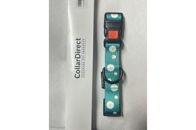 CollarDirect Floral Dog Collar Nylon Pattern Flower Print Adjustable Pet Collars for Dogs Green 14 - 18 Inches