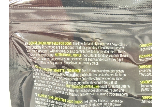 Rosewood Chewy Sticks for Dogs – With Real Duck | Medium Size | Grain-Free, High-Protein Treats (4 Pieces, 100g)