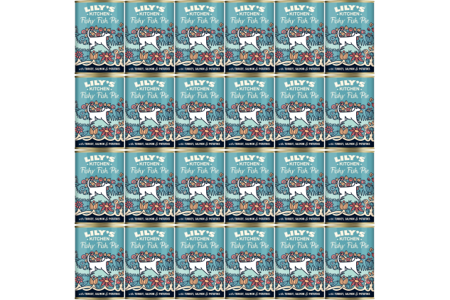 Lily’s Kitchen Fishy Fish Pie Natural Wet Dog Food | Complete Grain-Free Meal with Turkey, Salmon & Herring | 24 x 400g (4 Packs of 6 Tins)