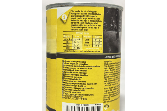 AATU 90/10 Wet Dog Food – Pork & Wild Boar | Grain-Free, Natural High Protein (6 x 400g)