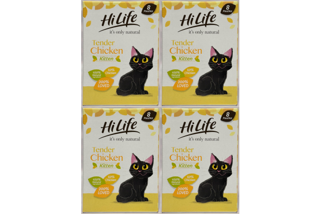 HiLife It’s Only Natural Kitten Wet Food – Tender Chicken Pâté | 32 x 70g (4 Packs of 8)