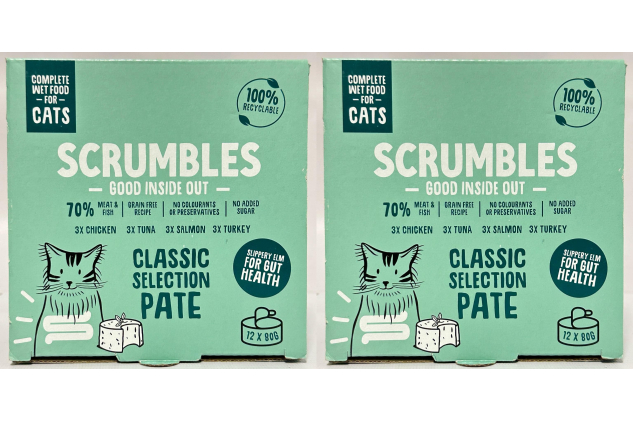 Scrumbles Classic Selection Pâté Wet Cat Food – Natural Grain-Free Recipe | 24 x 80g (2 Packs of 12)