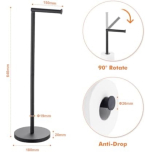 Black Freestanding Toilet Roll Holder | Stainless Steel | Holds 5 Rolls | Space-Saving Bathroom Stand