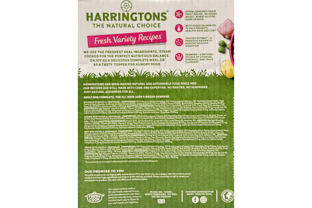Harringtons Complete Wet Dog Food Variety Pack – Grain Free, Hypoallergenic | 16 x 400g