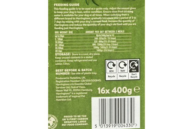 Harringtons Complete Wet Dog Food Variety Pack – Grain Free, Hypoallergenic | 16 x 400g