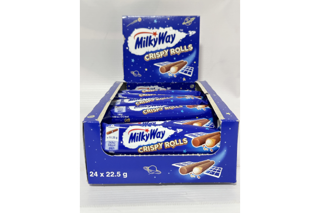 Milky Way Crispy Rolls – Milk Chocolate Wafer Snack Bars – 24 x 22.5g