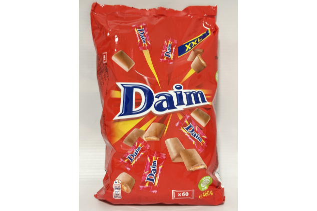 Daim Mini Chocolate Bars – Milk Chocolate with Crunchy Almond Caramel Centre – 460g Bag (Approx. 60 Pieces, Individually Wrapped)