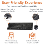 Wireless Keyboard and Mouse Combo Set | Full-Size QWERTY UK Layout | 2.4GHz USB Receiver | Black