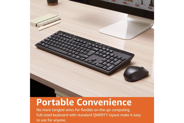Wireless Keyboard and Mouse Combo Set | Full-Size QWERTY UK Layout | 2.4GHz USB Receiver | Black