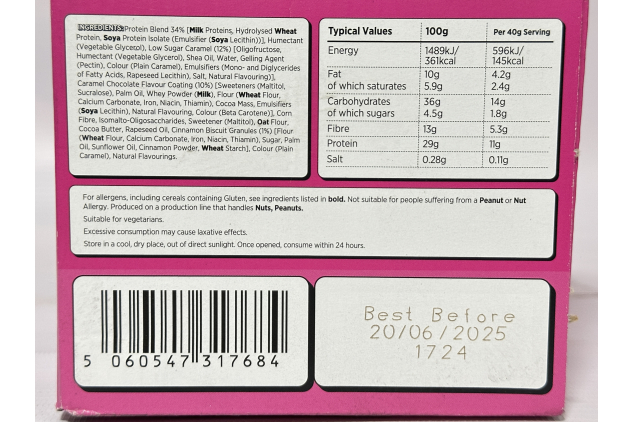 CNP Prodough High Protein Low Sugar Dough Bars – Caramel Biscuit Centre (“The Biscuit One”) – 24 x 40 g
