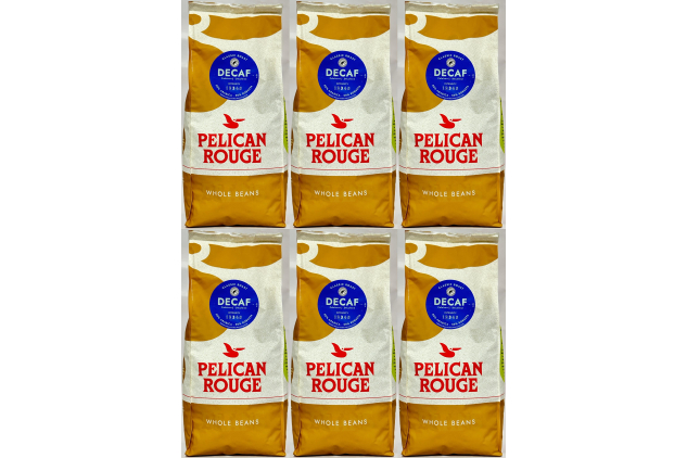 Pelican Rouge Decaffeinated Decaf Whole Coffee Beans – Classic Medium Roast – 6 kg (6 x 1 kg Bags)