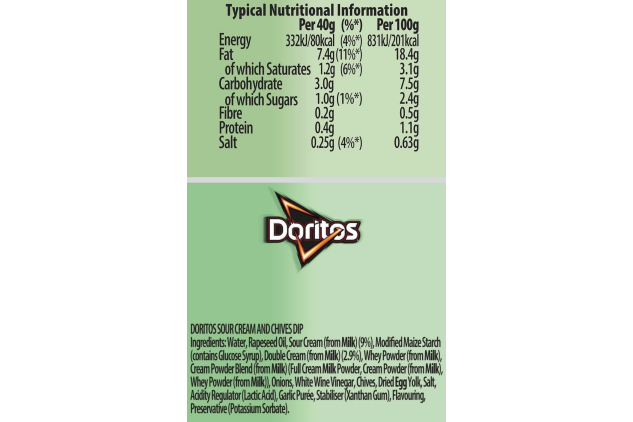 Doritos Cool Sour Cream & Chives Sharing Dip – 280g (Case of 6) | Creamy Snack Dip for Crisps, Nachos & Parties