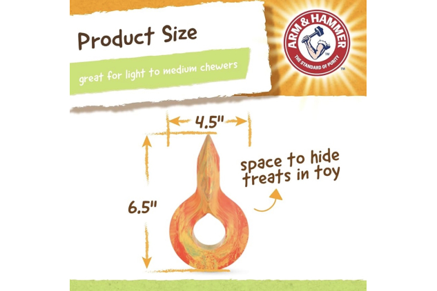 Arm & Hammer Rock-N-Roller Stuffable Dental Chew Toy for Dogs | Natural Rubber | Treat Dispenser | Cleans Teeth & Reduces Plaque