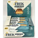 TREK High Protein Low Sugar Choc Caramel Bars | 12 x 55g | Plant-Based Protein Snack | High Fibre | Natural Ingredients