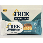 TREK High Protein Low Sugar Choc Caramel Bars | 12 x 55g | Plant-Based Protein Snack | High Fibre | Natural Ingredients