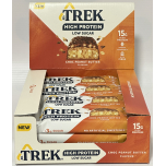 TREK High Protein Low Sugar Choc Peanut Butter Bars | 12 x 55g | Plant-Based Protein | High Fibre | Natural Ingredients