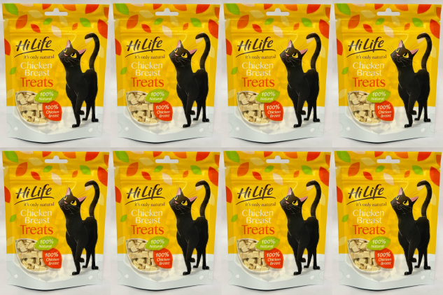 HiLife It’s Only Natural Chicken Breast Cat Treats | 8 x 30g | 100% Chicken | Grain-Free | Freeze-Dried