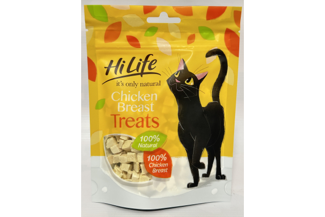 HiLife It’s Only Natural Chicken Breast Cat Treats | 8 x 30g | 100% Chicken | Grain-Free | Freeze-Dried