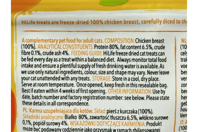 HiLife It’s Only Natural Chicken Breast Cat Treats | 8 x 30g | 100% Chicken | Grain-Free | Freeze-Dried