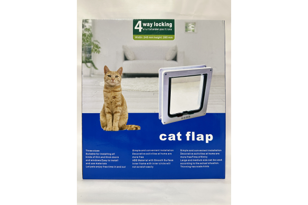 Classic Cat Flap Door – 4-Way Manual Locking | Weatherproof Pet Door for Cats | BLACK | 28.5 × 24.5 × 5.5 cm (XL)