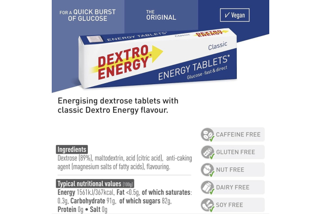Dextro Energy Classic Glucose Tablets – Fast-Acting Energy Boost – 47g (Pack of 24)